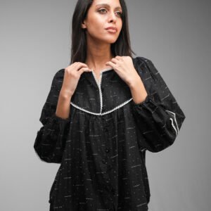 Guipure-Trim Dobby Blouse