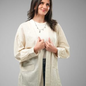 Foil Printed Linen Pocket Cardigan