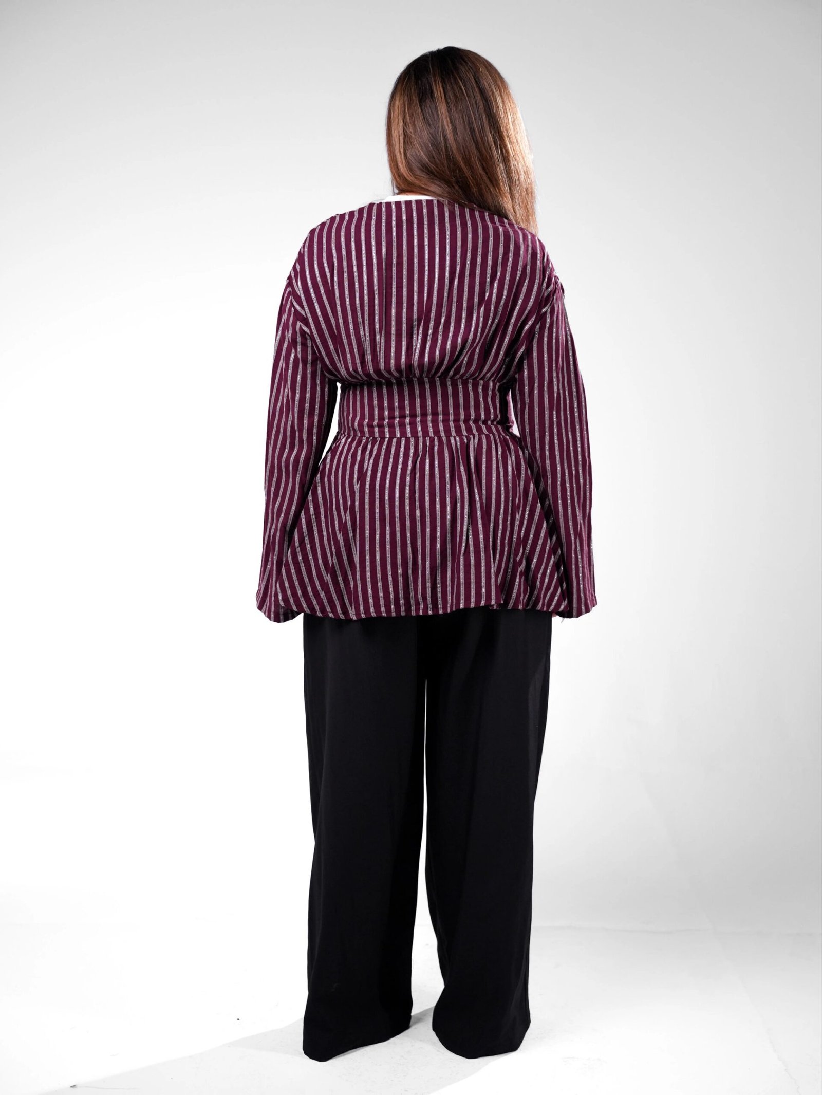 Nylon Rayon Silk Belted Blouse - Image 7