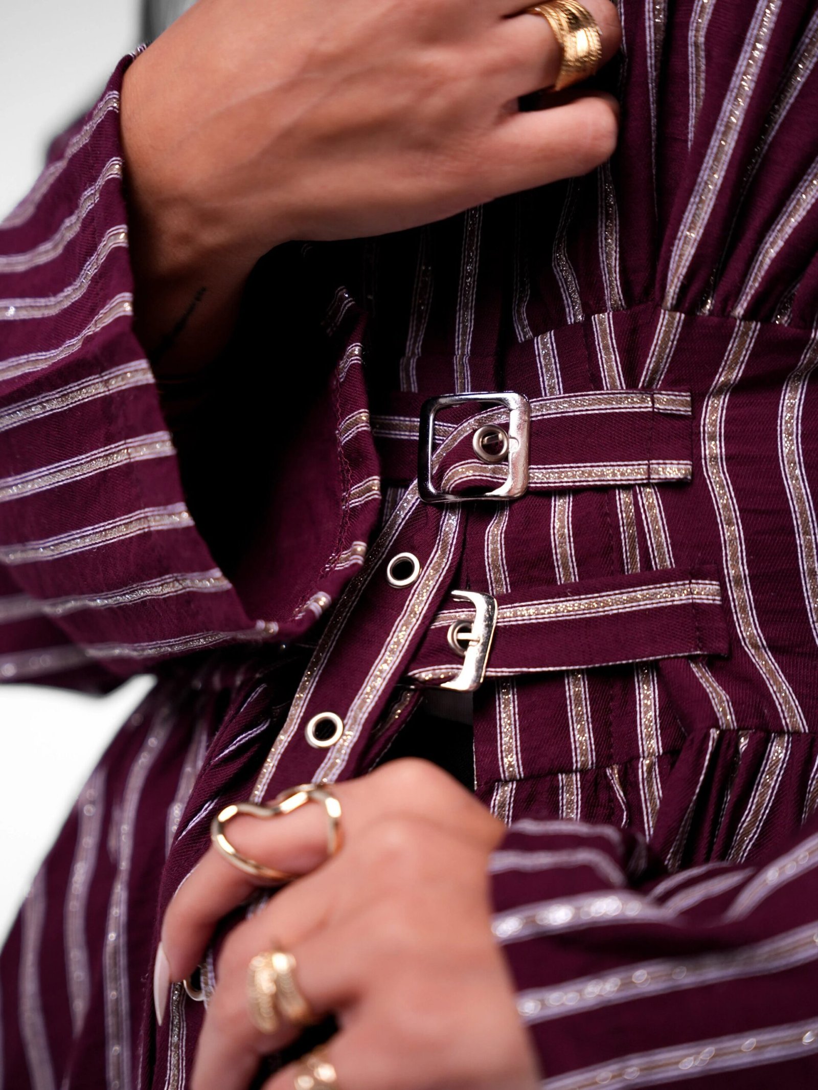 Nylon Rayon Silk Belted Blouse - Image 9