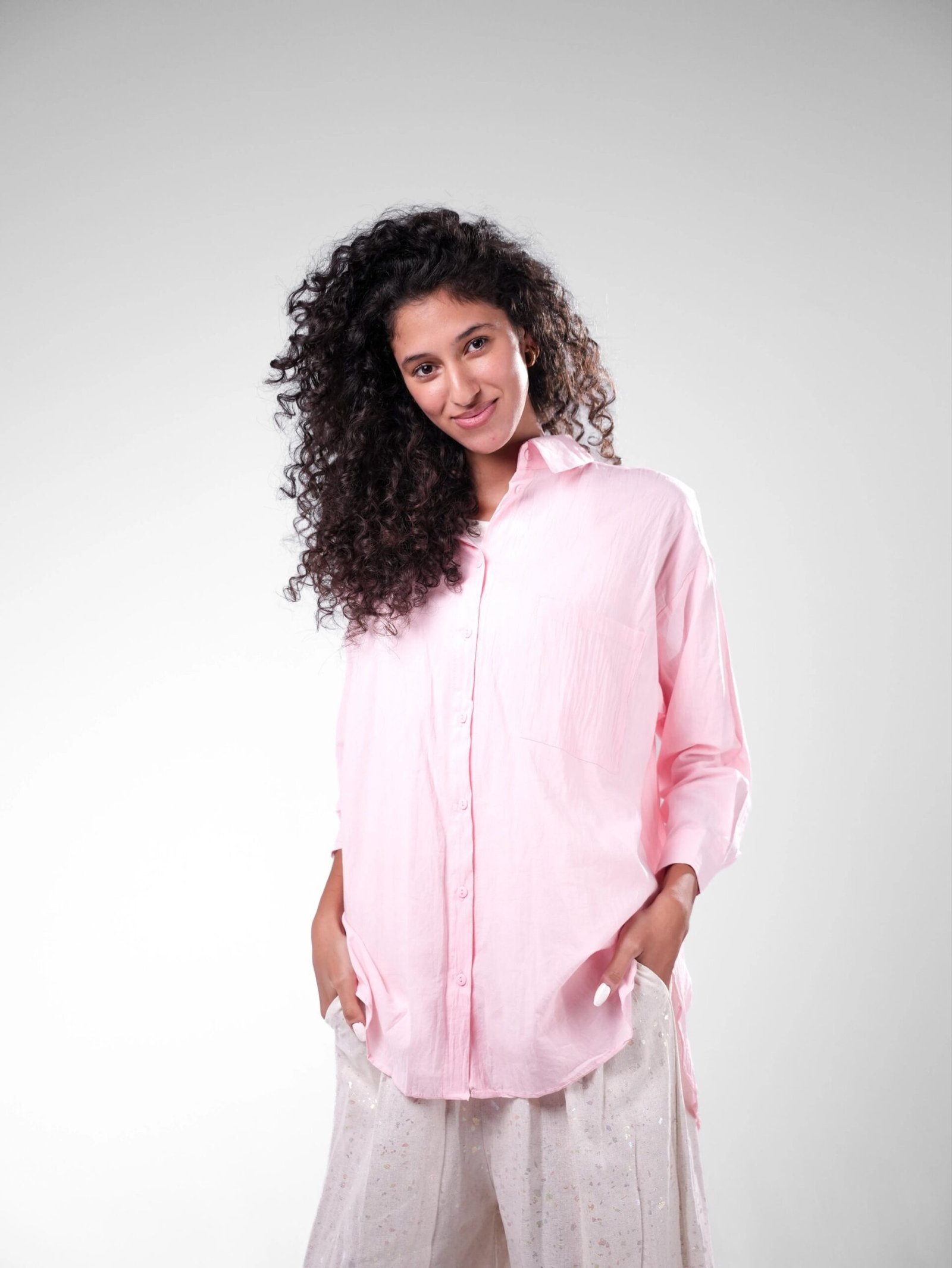 Oversized Washed Cotton Pocket Shirt - Image 14