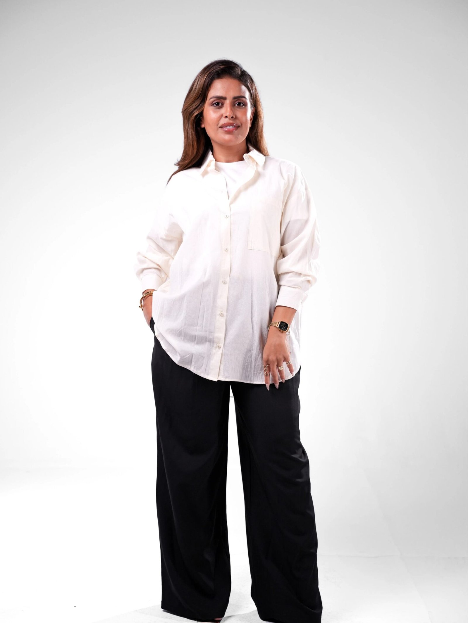 Oversized Washed Cotton Pocket Shirt - Image 5