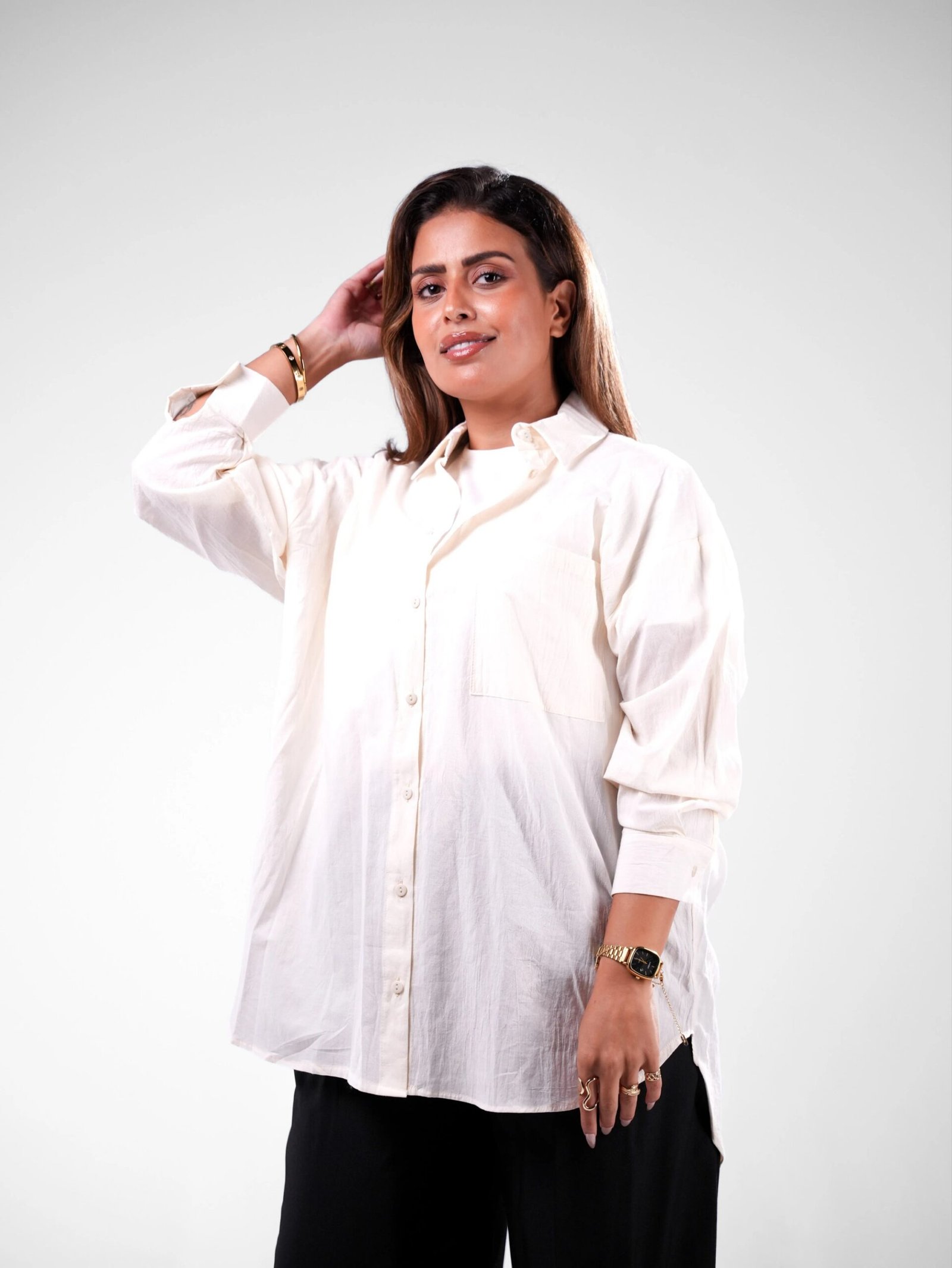 Oversized Washed Cotton Pocket Shirt - Image 8