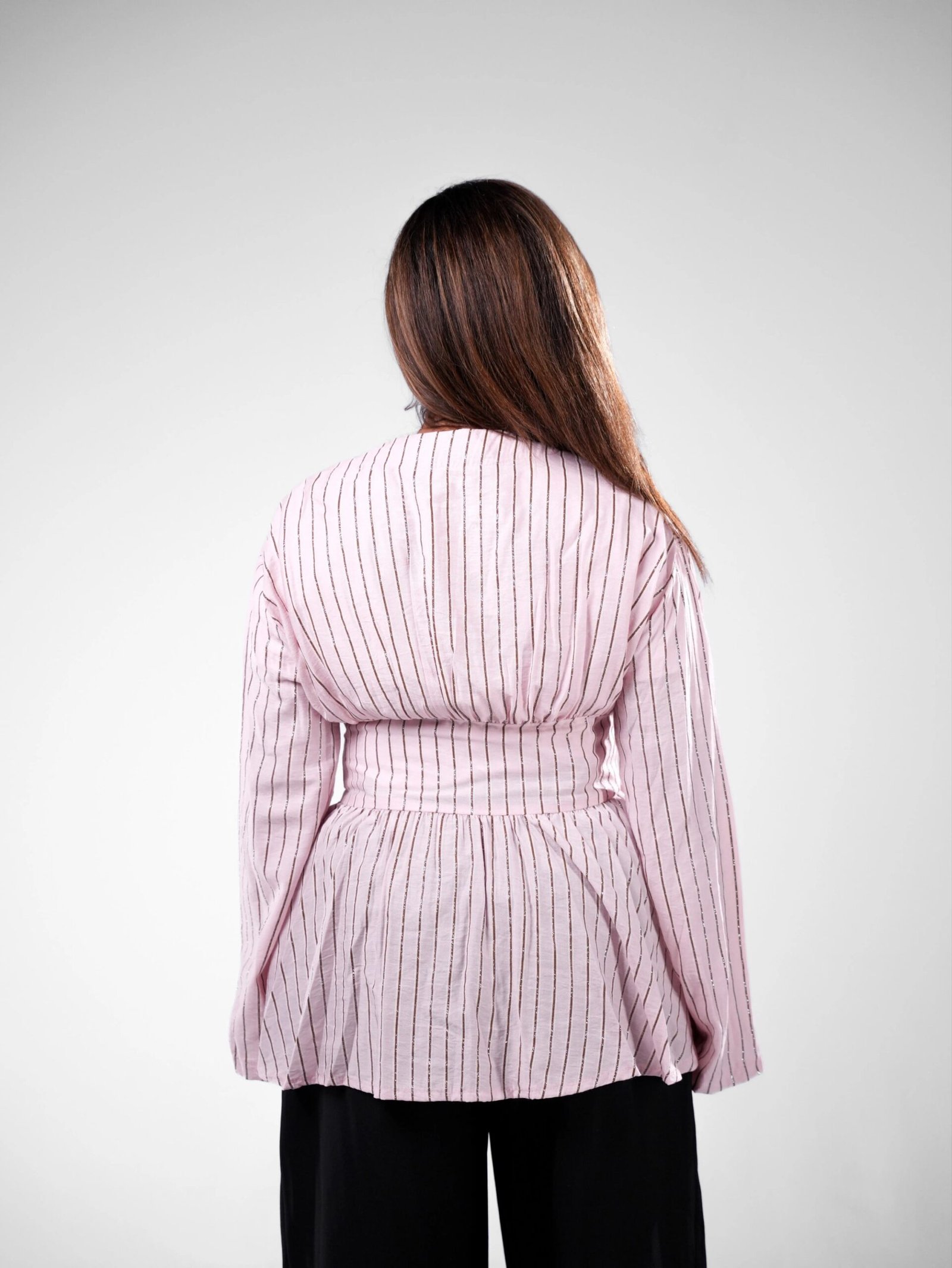 Nylon Rayon Silk Belted Blouse - Image 3