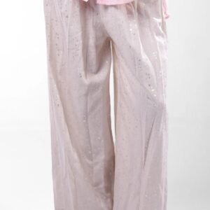 Foil Linen Elastic-Waist Wide-Leg Pants