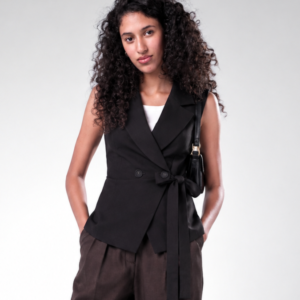 Sleeveless Tie-Side Blazer Vest