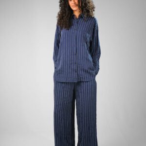 Nylon Rayon Striped Shirt Set