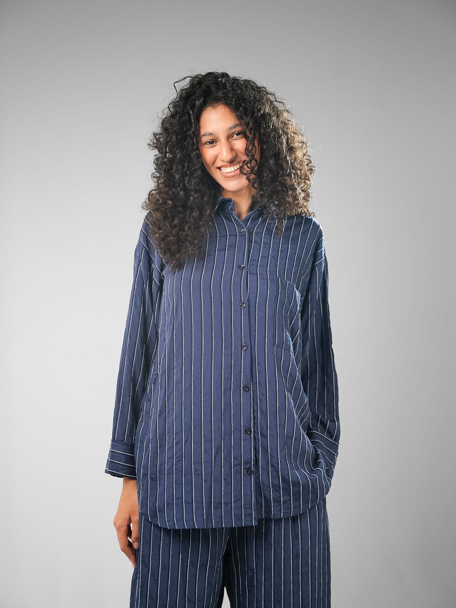 Nylon Rayon Striped Shirt Set - Image 4