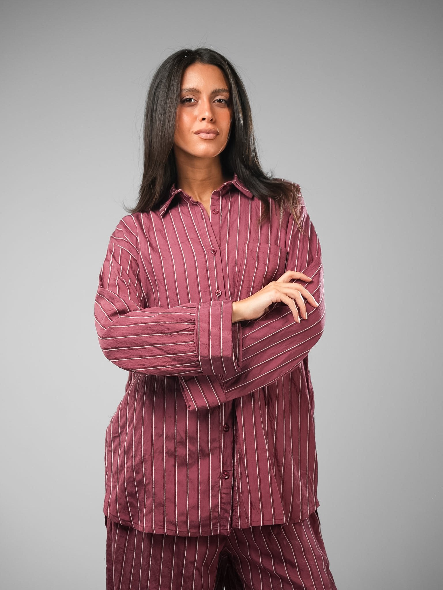 Nylon Rayon Striped Shirt Set - Image 8