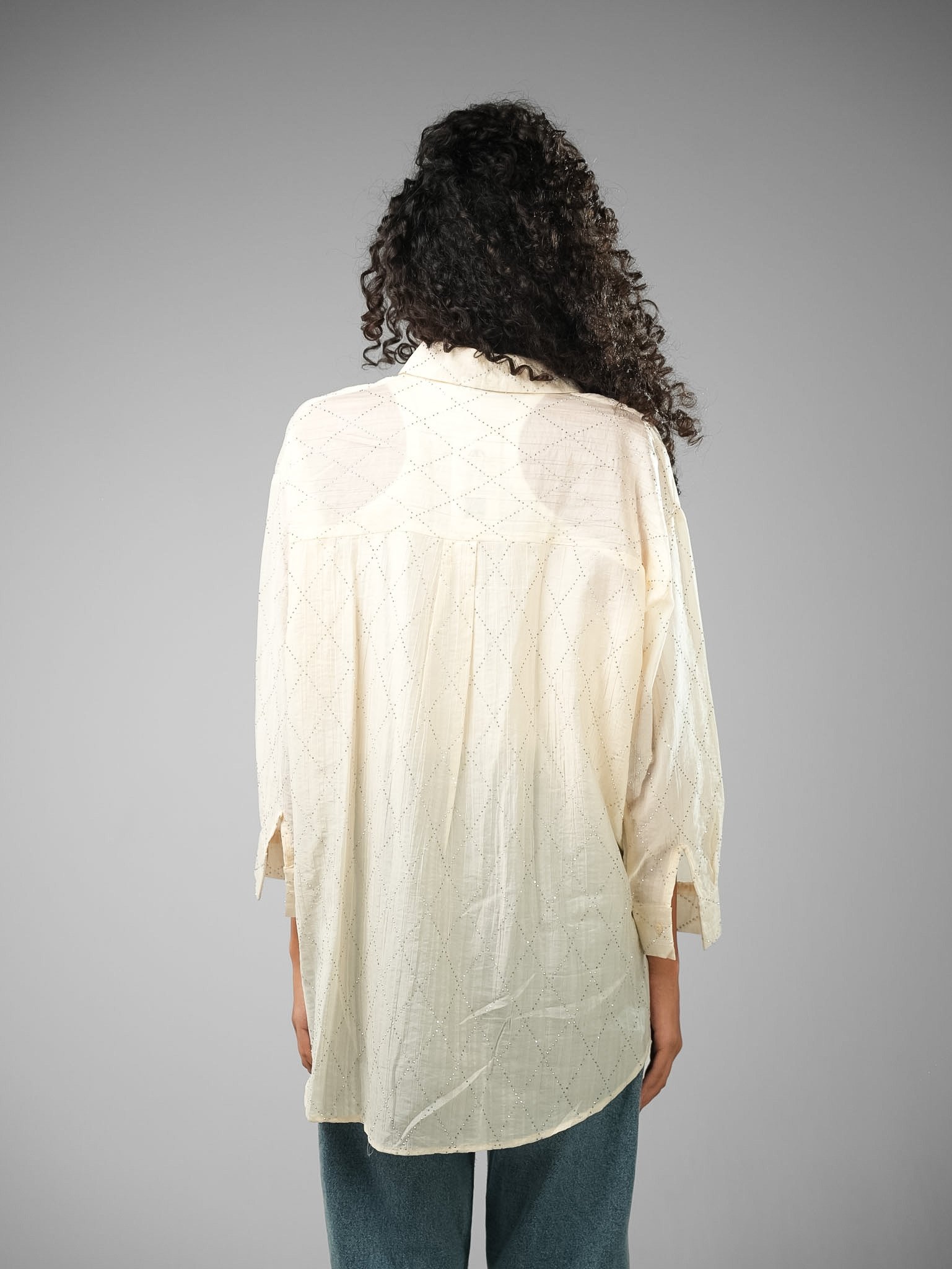 Oversize Dobby Rhinestone Shirt - Image 11