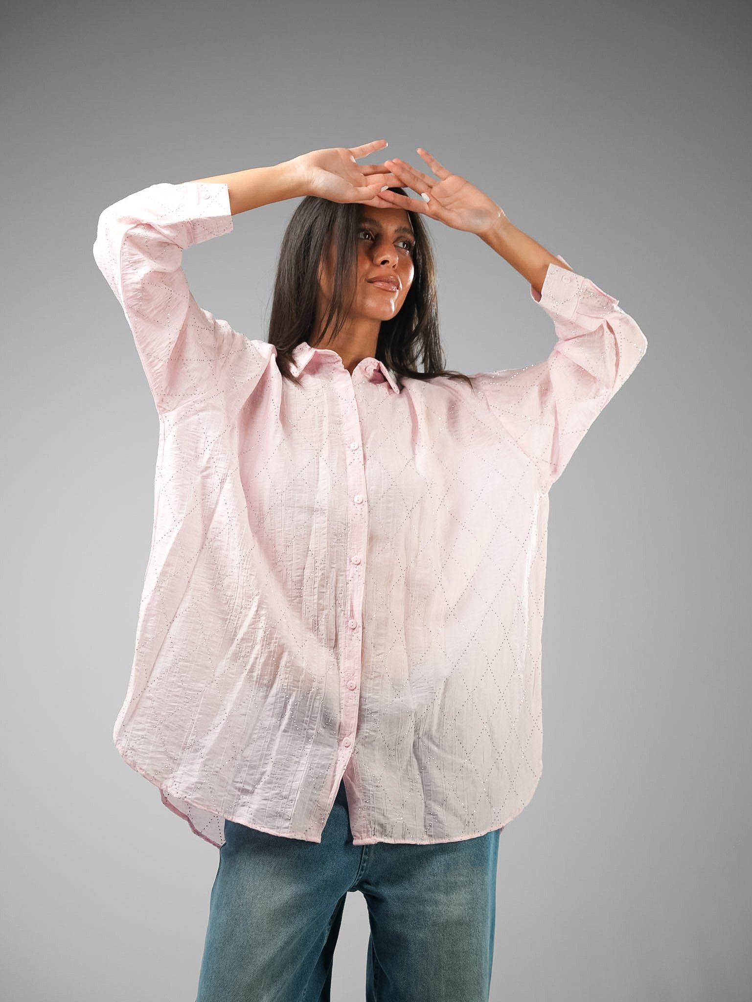 Oversize Dobby Rhinestone Shirt - Image 12