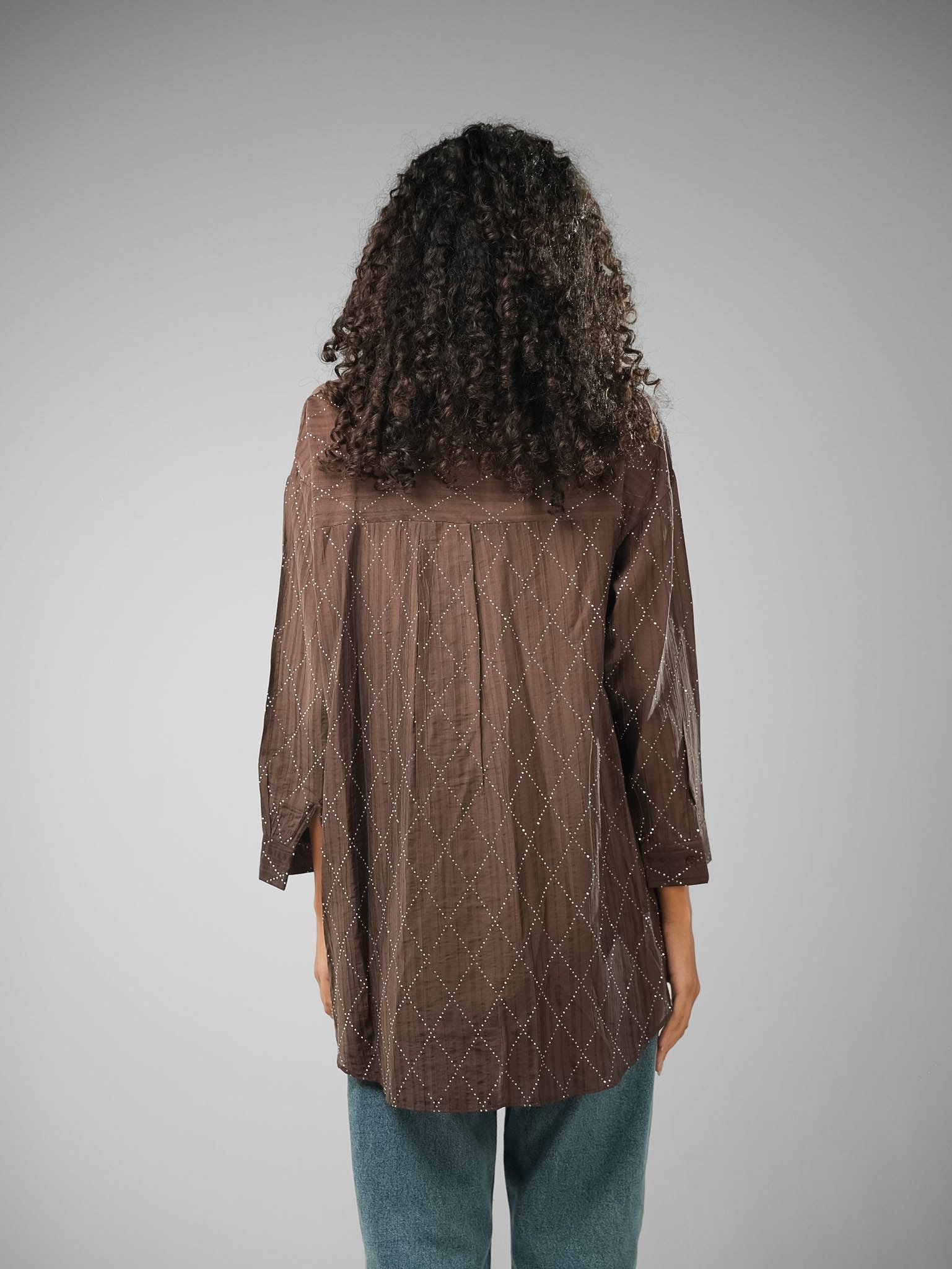 Oversize Dobby Rhinestone Shirt - Image 8