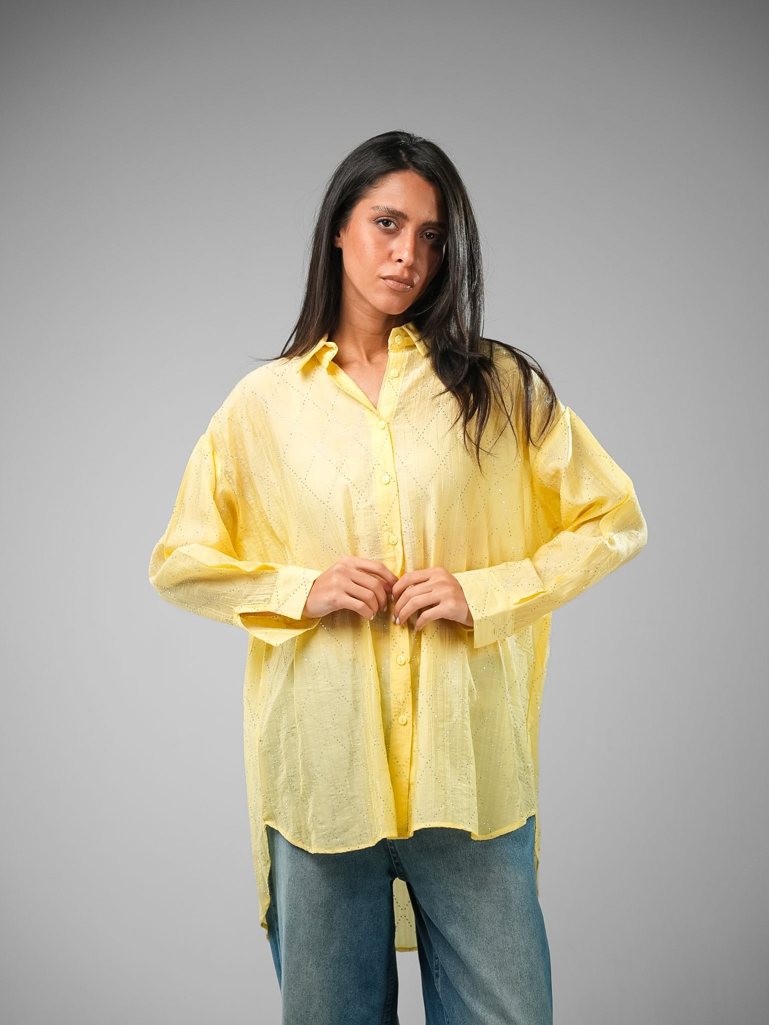 Oversize Dobby Rhinestone Shirt - Image 4