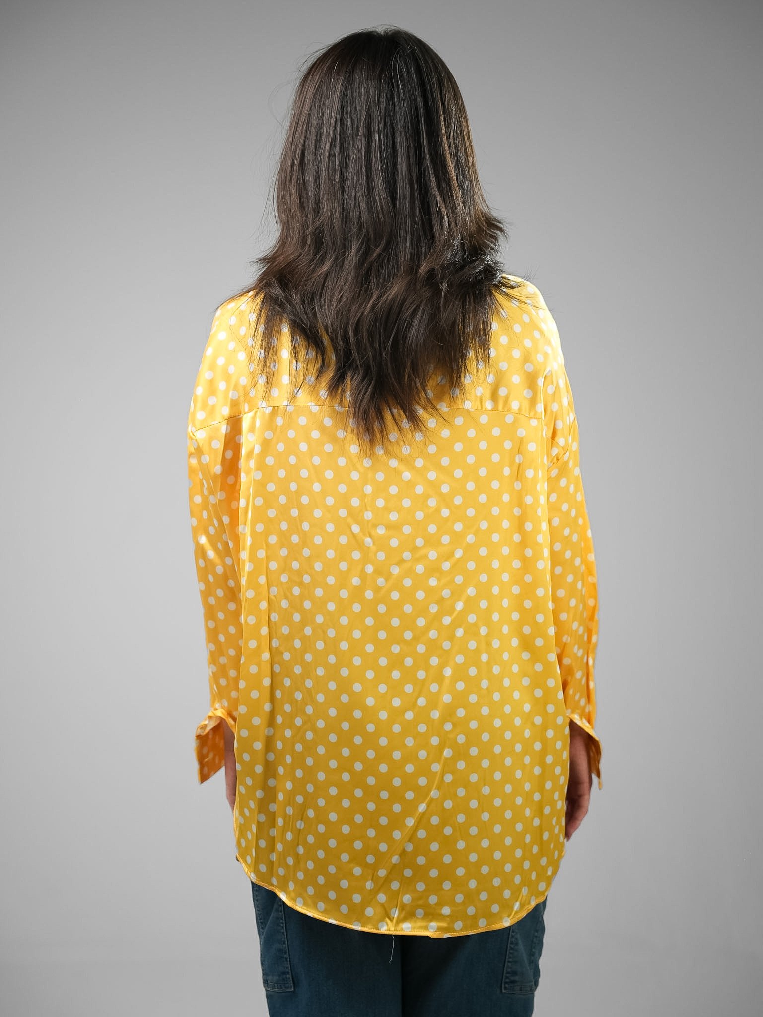 Classic Fit Polka Dot Satin Shirt - Image 7