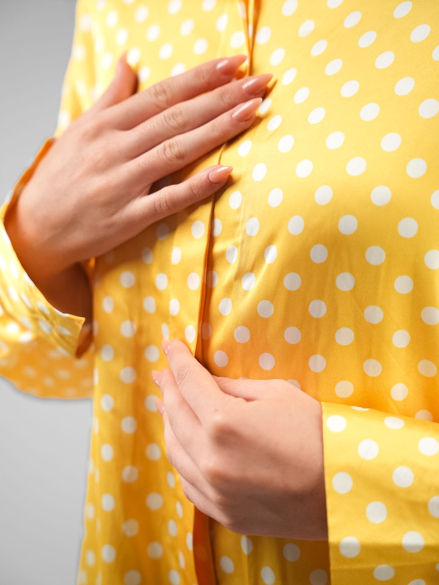 Classic Fit Polka Dot Satin Shirt - Image 6