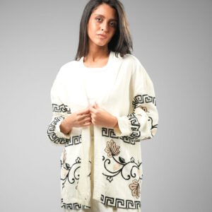 Embroidered Moga Open Cardigan Suit
