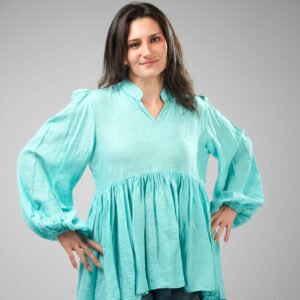 Printed Cotton Half-Placket Blouse