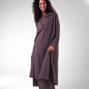 Brown Sleeveless Jacquard Rayon Twin Dress